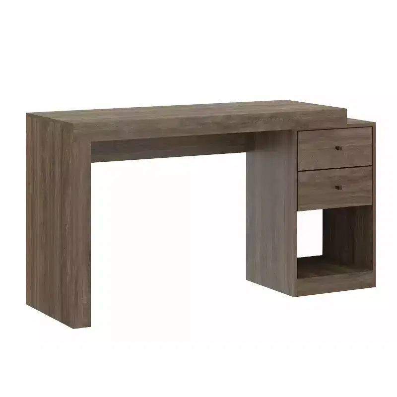 Okak 47.5IN Bureau extensible moderne, bureau d'ordinateur avec 2 tiroirs et 1 étagère, bureau d'écriture pour salle de lecture, bureau d'étude
