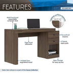 Okak 47.5IN Bureau extensible moderne, bureau d'ordinateur avec 2 tiroirs et 1 étagère, bureau d'écriture pour salle de lecture, bureau d'étude