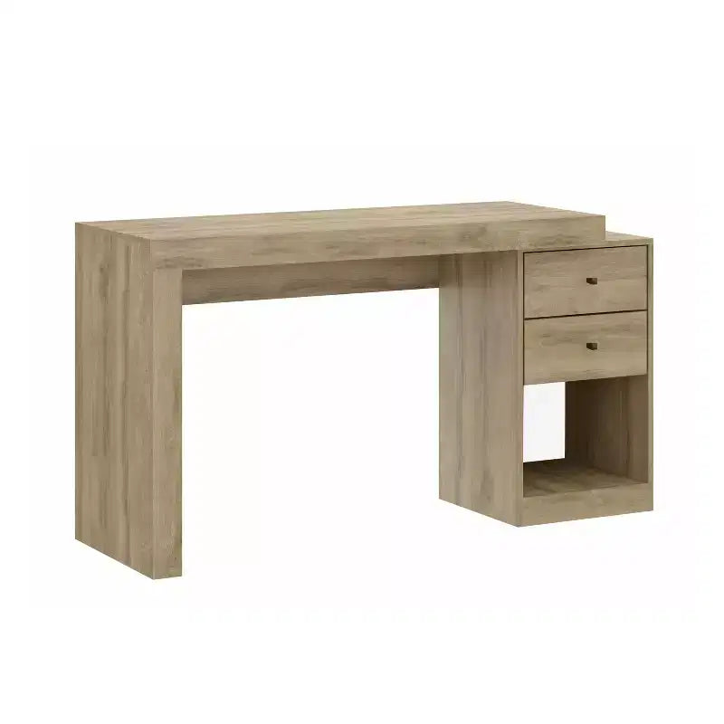 Okak 47.5IN Bureau extensible moderne, bureau d'ordinateur avec 2 tiroirs et 1 étagère, bureau d'écriture pour salle de lecture, bureau d'étude