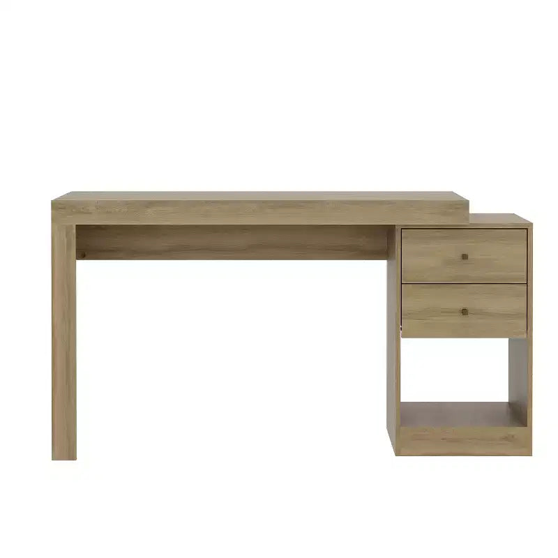 Okak 47.5IN Bureau extensible moderne, bureau d'ordinateur avec 2 tiroirs et 1 étagère, bureau d'écriture pour salle de lecture, bureau d'étude