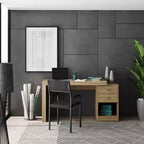 Okak 47.5IN Bureau extensible moderne, bureau d'ordinateur avec 2 tiroirs et 1 étagère, bureau d'écriture pour salle de lecture, bureau d'étude