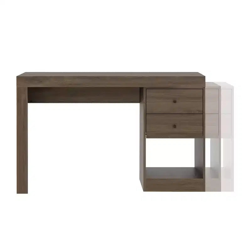 Okak 47.5IN Bureau extensible moderne, bureau d'ordinateur avec 2 tiroirs et 1 étagère, bureau d'écriture pour salle de lecture, bureau d'étude