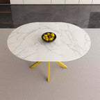 Table à manger moderne rétractable Okak 59IN pour 6 personnes, table pliante avec base en acier au carbone, table de cuisine pour salle à manger, salon