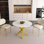 Table à manger moderne rétractable Okak 59IN pour 6 personnes, table pliante avec base en acier au carbone, table de cuisine pour salle à manger, salon
