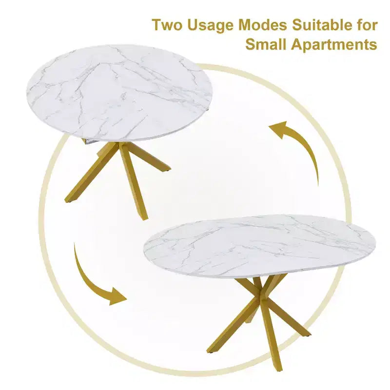 Table à manger moderne rétractable Okak 59IN pour 6 personnes, table pliante avec base en acier au carbone, table de cuisine pour salle à manger, salon