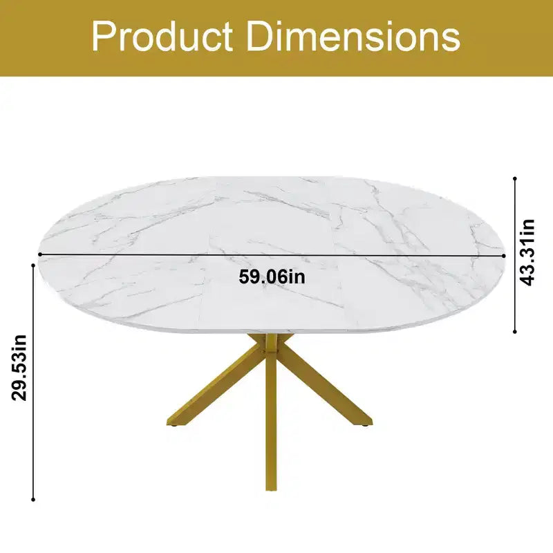 Table à manger moderne rétractable Okak 59IN pour 6 personnes, table pliante avec base en acier au carbone, table de cuisine pour salle à manger, salon