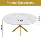 Table à manger moderne rétractable Okak 59IN pour 6 personnes, table pliante avec base en acier au carbone, table de cuisine pour salle à manger, salon