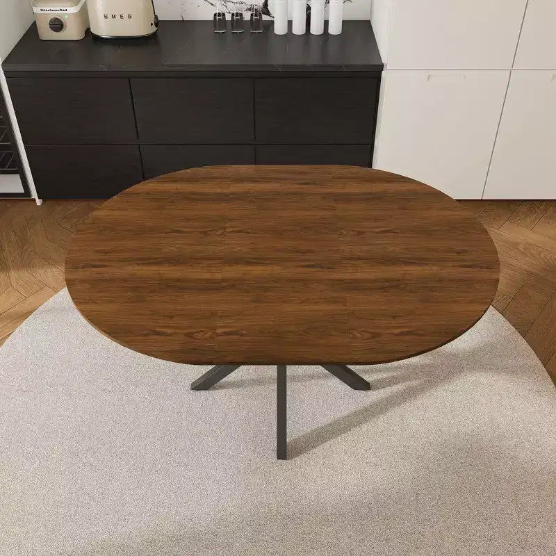 Table à manger moderne rétractable Okak 59IN pour 6 personnes, table pliante avec base en acier au carbone, table de cuisine pour salle à manger, salon