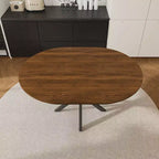 Table à manger moderne rétractable Okak 59IN pour 6 personnes, table pliante avec base en acier au carbone, table de cuisine pour salle à manger, salon