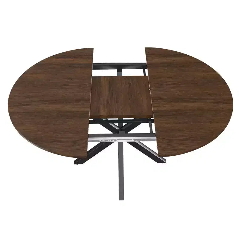 Table à manger moderne rétractable Okak 59IN pour 6 personnes, table pliante avec base en acier au carbone, table de cuisine pour salle à manger, salon