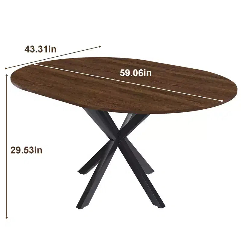 Table à manger moderne rétractable Okak 59IN pour 6 personnes, table pliante avec base en acier au carbone, table de cuisine pour salle à manger, salon