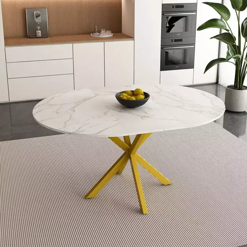 Table à manger moderne rétractable Okak 59IN pour 6 personnes, table pliante avec base en acier au carbone, table de cuisine pour salle à manger, salon