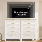 Commode à 5 tiroirs, commode de chambre moderne en bois avec poignées et tiroirs de rangement, meuble TV de style ferme pour salon, chambre à coucher, couloir