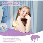 JOYMOR Coiffeuse pour enfants, table de maquillage princesse en bois avec tabouret, miroir triptyque, grand tiroir et pieds en bois massif, violette