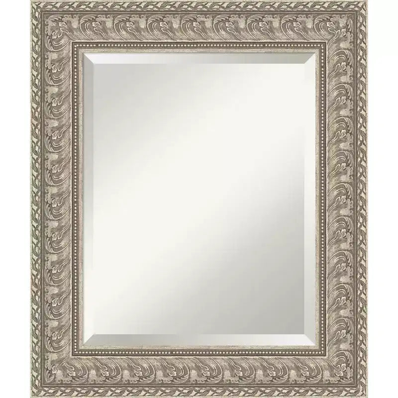 Amanti Art Sydney Silver Beveled Framed Bathroom Vanity Wall Mirror