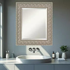 Miroir mural de salle de bain encadré biseauté argenté Amanti Art Sydney