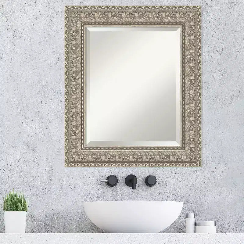 Miroir mural de salle de bain encadré biseauté argenté Amanti Art Sydney