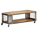 vidaXL Coffee Table End Side Table with 4 Castors Solid Wood Mango 39.4 Inch
