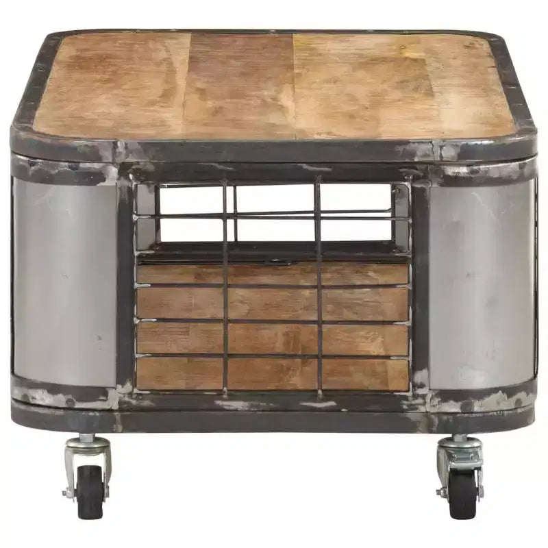 vidaXL Coffee Table End Side Table with 4 Castors Solid Wood Mango 39.4 Inch