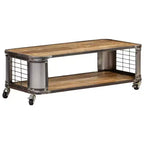vidaXL Coffee Table End Side Table with 4 Castors Solid Wood Mango 39.4 Inch