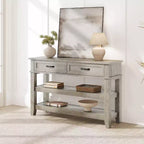 Console et table basse avec 2 tiroirs, table d'entrée étroite à 3 niveaux avec étagères de rangement pour le salon derrière le canapé, l'entrée, le couloir