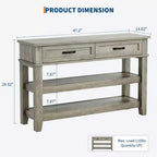Console et table basse avec 2 tiroirs, table d'entrée étroite à 3 niveaux avec étagères de rangement pour le salon derrière le canapé, l'entrée, le couloir