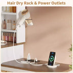 COZONY Coiffeuse d'angle, miroir LED, plateau en verre, prises et USB, 1 porte, 4 tiroirs, 7 étagères