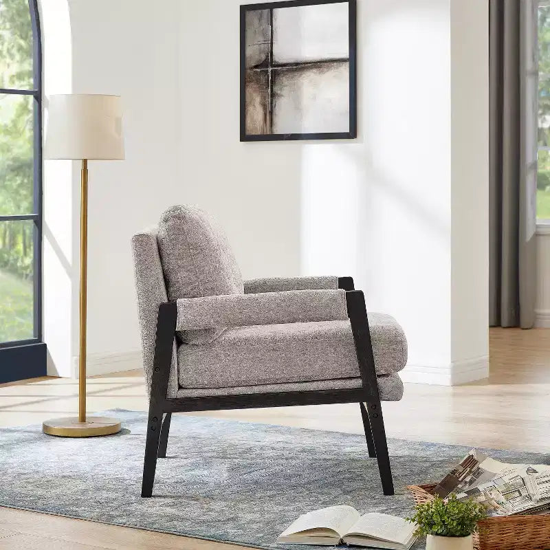 Fauteuil d'appoint en chenille Vatros, style Mid-Century Modern