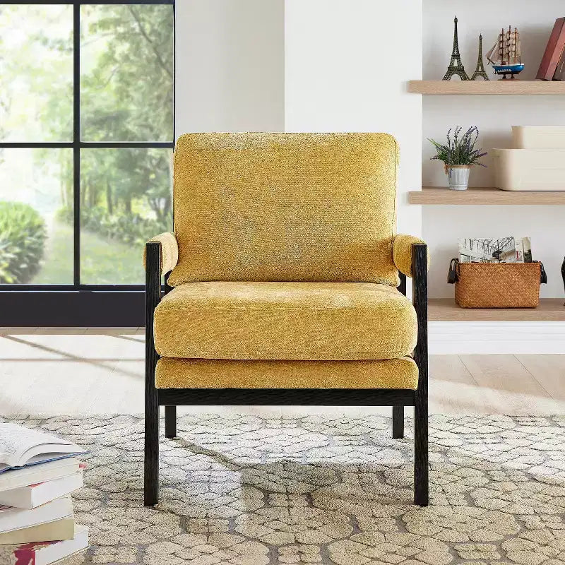 Fauteuil d'appoint en chenille Vatros, style Mid-Century Modern