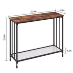 Console – Table d'entrée industrielle à 2 niveaux avec étagère en verre (marron rustique, pour salon/couloir/chambre)