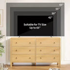 Commode à 6 tiroirs, Organisateur de rangement avec poignée en métal robuste, Meuble TV pour téléviseur de 55 pouces, Commode pour salon, couloir, placard
