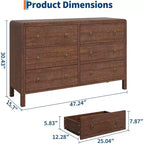 Commode à 6 tiroirs, Organisateur de rangement avec poignée en métal robuste, Meuble TV pour téléviseur de 55 pouces, Commode pour salon, couloir, placard
