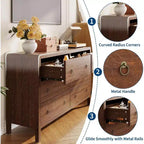 Commode à 6 tiroirs, Organisateur de rangement avec poignée en métal robuste, Meuble TV pour téléviseur de 55 pouces, Commode pour salon, couloir, placard