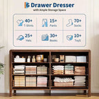Commode à 6 tiroirs, Organisateur de rangement avec poignée en métal robuste, Meuble TV pour téléviseur de 55 pouces, Commode pour salon, couloir, placard