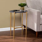 Clarvin Side Table with Wireless Charging Station - Gold/Black - SEI
