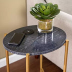 Table d'appoint Clarvin avec station de recharge sans fil - Or/Noir - SEI