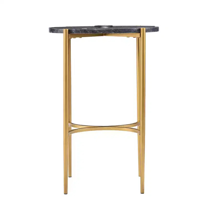 Table d'appoint Clarvin avec station de recharge sans fil - Or/Noir - SEI