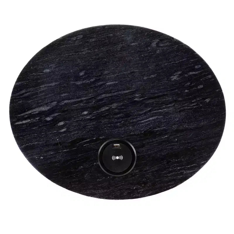 Table d'appoint Clarvin avec station de recharge sans fil - Or/Noir - SEI