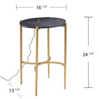 Table d'appoint Clarvin avec station de recharge sans fil - Or/Noir - SEI