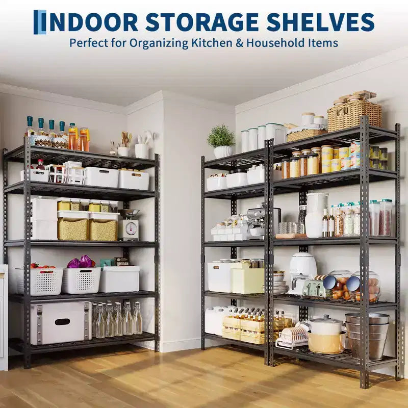 Étagères de Rangement Robustes COZONY 5 Niveaux Étagère Métallique Réglable Montage Sans Boulons Haute Capacité pour Garage Sous-sol Garde-manger