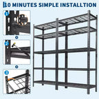 Étagères de Rangement Robustes COZONY 5 Niveaux Étagère Métallique Réglable Montage Sans Boulons Haute Capacité pour Garage Sous-sol Garde-manger