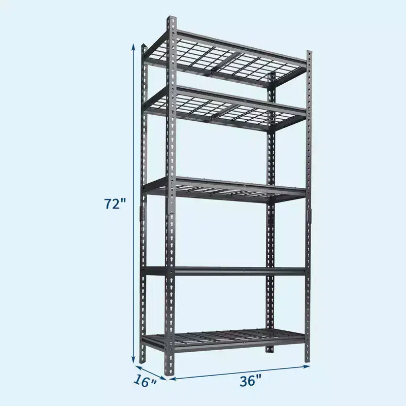 Étagères de Rangement Robustes COZONY 5 Niveaux Étagère Métallique Réglable Montage Sans Boulons Haute Capacité pour Garage Sous-sol Garde-manger