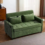 MAYEERTY Canapé convertible 144,5 cm avec coussin de dossier réversible, poches latérales et support de téléphone pour salon, vert
