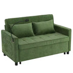 MAYEERTY Canapé convertible 144,5 cm avec coussin de dossier réversible, poches latérales et support de téléphone pour salon, vert