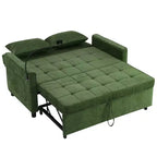 MAYEERTY Canapé convertible 144,5 cm avec coussin de dossier réversible, poches latérales et support de téléphone pour salon, vert