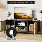 Meuble TV de salon avec trois tiroirs, meuble multimédia avec fonction de rangement, meuble TV en rotin avec pieds en métal