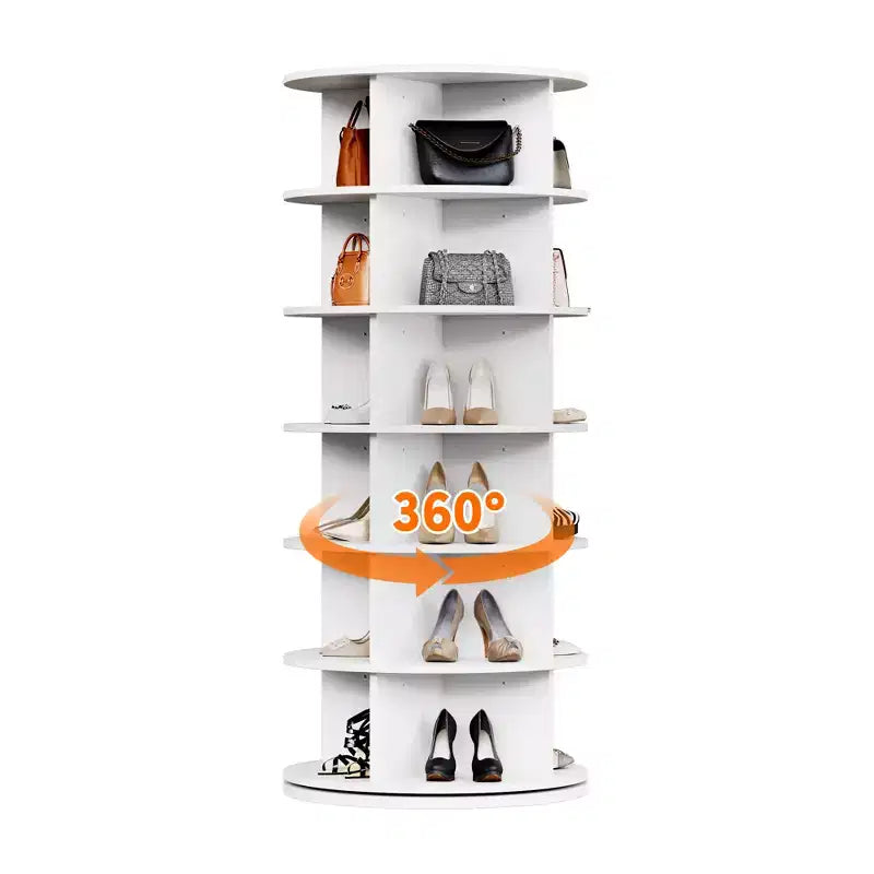 Meuble à chaussures rotatif sur pied 360°, Tour de rangement à chaussures rotative circulaire, Présentoir à chaussures rotatif vertical, Adapté pour l'entrée