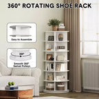 Meuble à chaussures rotatif sur pied 360°, Tour de rangement à chaussures rotative circulaire, Présentoir à chaussures rotatif vertical, Adapté pour l'entrée