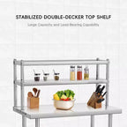 Table de préparation en acier inoxydable 48x24, robuste, avec quatre niveaux de rangement et crochets pour la préparation des aliments en cuisine, à la maison ou à l'hôtel