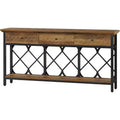 Lantine 70.86 Extra Long Console Sofa Table with 3 Drawers, Industrial 2-Tier Narrow Entryway Table for Living Room, Hallway